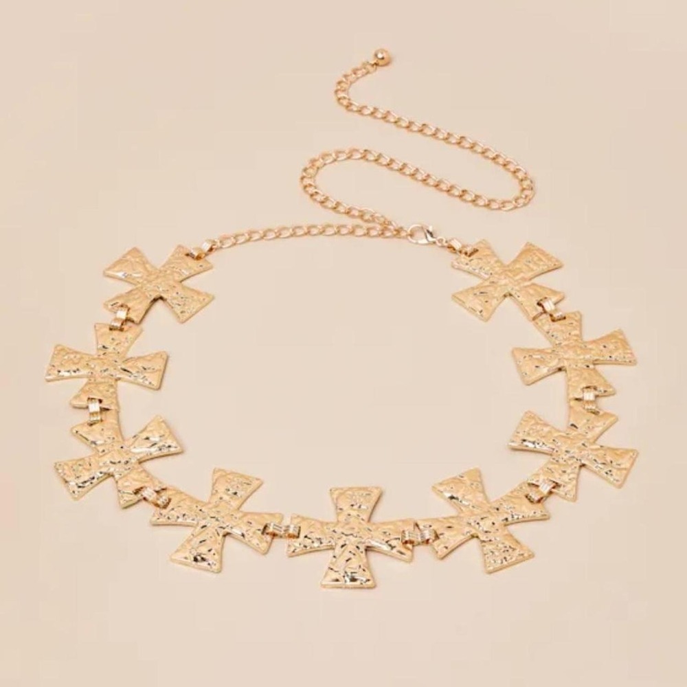2-Lulu's Gold cross necklace with chain #goth - Picture 2 of 2